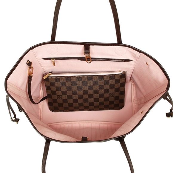 Louis Vuitton Neverfull MM Tote Bag Damier Ebene Rose Ballerine Light Pink - Picture 2 of 7